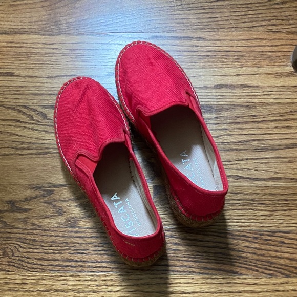 Viscata Red Slip-On platform Espadrilles - Picture 1 of 6